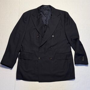 SUITSUPPLY Men's Black 100% Wool La Spalla Double-Breasted Blazer Size 56/46